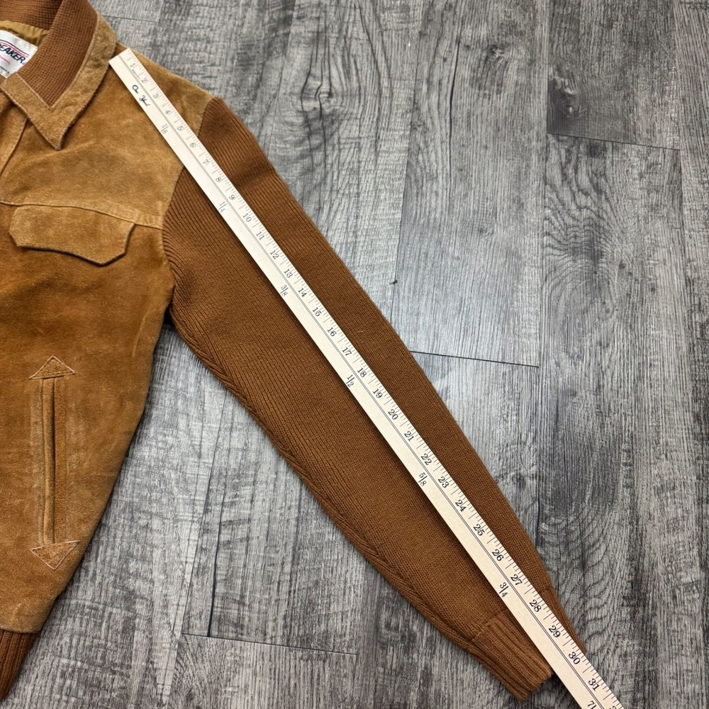 Vintage Windbreaker Cowhide Suede Western Knit Jacket 70s 80s - Picture 4 of 9